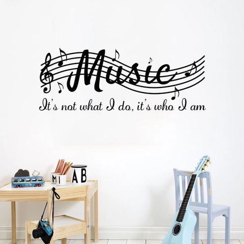 Vinilo de Pared Notas Musicales Pentagramma Letras Desmontable de PVC Calcomanía de Cita Para Sala de Estar Dormitorio Decoración Artística