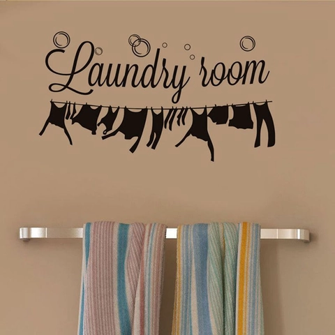 Adesivo Murale Lavanderia in PVC Removibile Impermeabile Scritte Artistiche Decalcomania Decorazione Lavanderia Per Casa Appartamento
