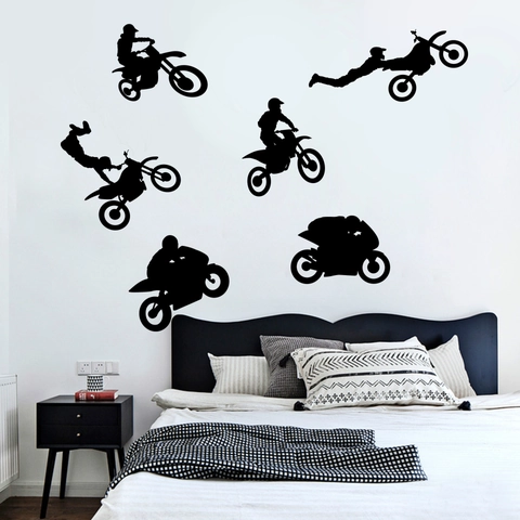 Motocross Motocross-Stunt Wandtattoo Schwarz PVC Wasserdicht Silhouette Aufkleber Für Wohnzimmer Schlafzimmer Home Dekor Geschenk