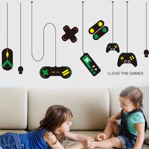 Vinilos de Pared de Mando de Juego Decoración Gamer I Love The Games Calcomanías de PVC para Habitación Infantil Sala de Juegos