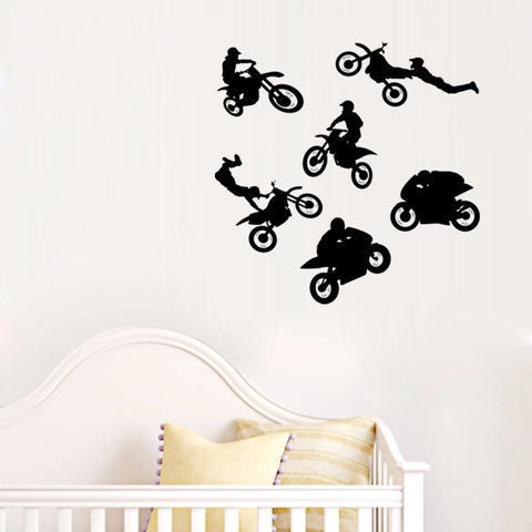 Motocross Motocross-Stunt Wandtattoo Schwarz PVC Wasserdicht Silhouette Aufkleber Für Wohnzimmer Schlafzimmer Home Dekor Geschenk