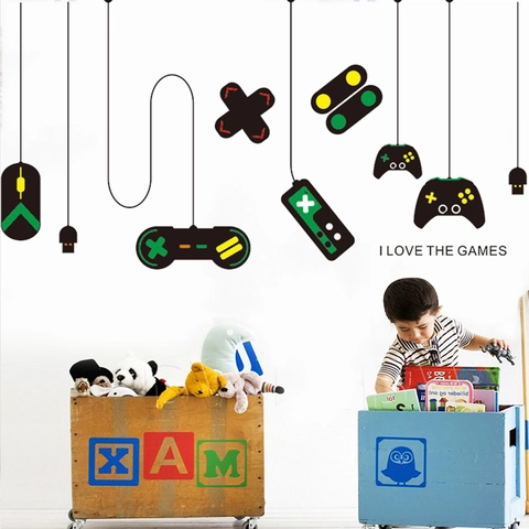 Vinilos de Pared de Mando de Juego Decoración Gamer I Love The Games Calcomanías de PVC para Habitación Infantil Sala de Juegos