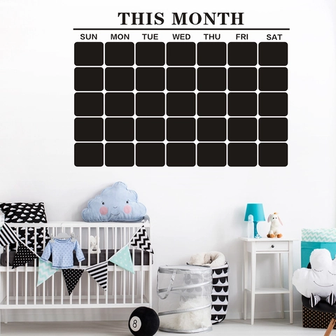 Removable PVC Monthly Planner Wall Sticker Blackboard Calendar Grid Wall Decal For Office Classroom Home Decoration
