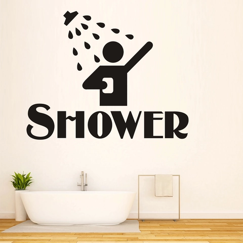 Adhesivo de Pared para Ducha de PVC Impermeable Estilo Minimalista Silueta Negra Calcomanía de Baño Hogar