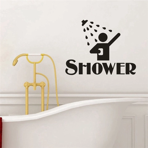 Adhesivo de Pared para Ducha de PVC Impermeable Estilo Minimalista Silueta Negra Calcomanía de Baño Hogar
