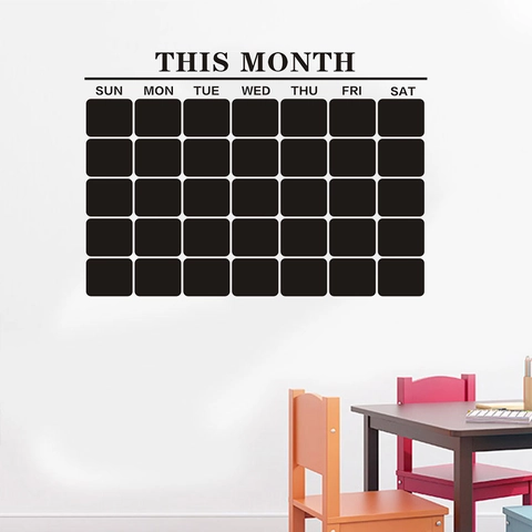 Removable PVC Monthly Planner Wall Sticker Blackboard Calendar Grid Wall Decal For Office Classroom Home Decoration