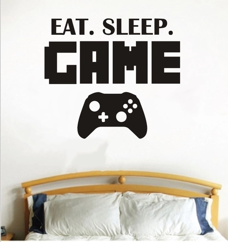 Adesivo Murale Eat Sleep Game Controller in PVC Removibile per Camera da Letto Sala Giochi Decorazione Regalo Gamer
