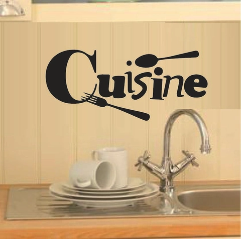 Kitchen Cuisine Wall Sticker Removable PVC Waterproof Wall Decal Fork Spoon Decoration For Restaurant Dining Room Home Decor