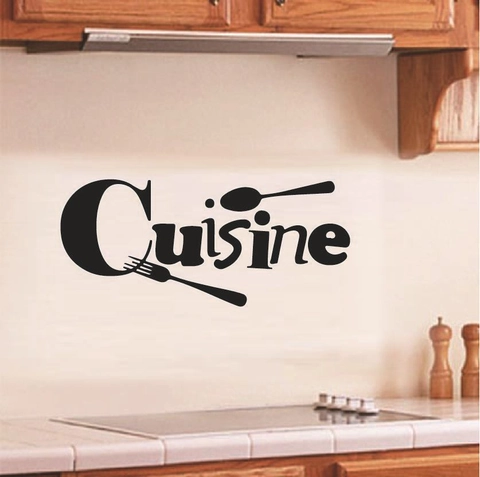 Kitchen Cuisine Wall Sticker Removable PVC Waterproof Wall Decal Fork Spoon Decoration For Restaurant Dining Room Home Decor