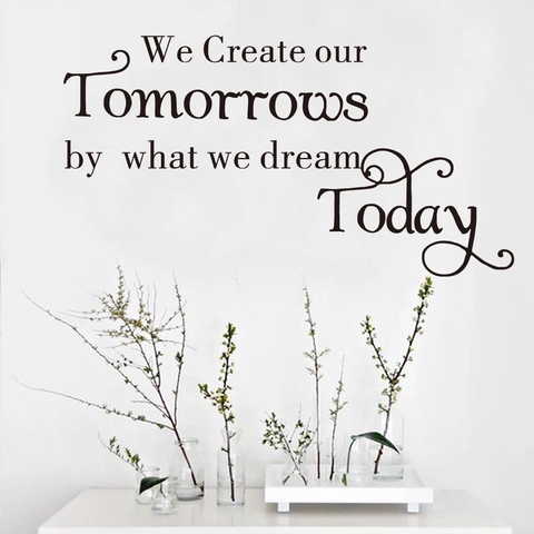 Adesivo da Parete Creativo Citazione Inglese Today Dream Today Create Tomorrow Motivazionale in PVC Removibile DIY