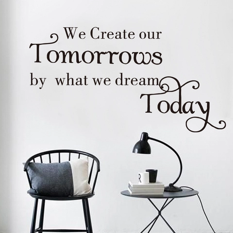 Adesivo da Parete Creativo Citazione Inglese Today Dream Today Create Tomorrow Motivazionale in PVC Removibile DIY