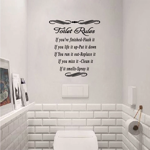 Adesivo da Parete Regole del Bagno in PVC Rimovibile Segnale Decorativo Inciso Impermeabile Creativo Decalcomania per Lavanderia Bagno