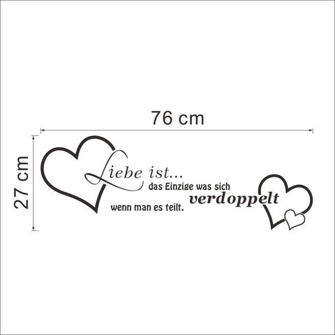 Citazione Tedesca Liebe Ist Adesivo da Parete PVC Impermeabile Rimovibile Cuore Decorazione Casa per Soggiorno Camera da Letto Nero