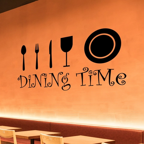 Pegatina De Pared De Silueta De Cubertería Creativa Dining Time Para Cocina Restaurante PVC Removible Impermeable Decoración