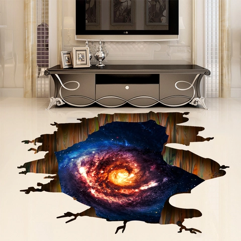 3D Kreativ Gebrochene Wand Galaxie Weltraum Sternenhimmel Wandaufkleber Wasserdicht PVC Boden Decke Dekor Für Schlafzimmer