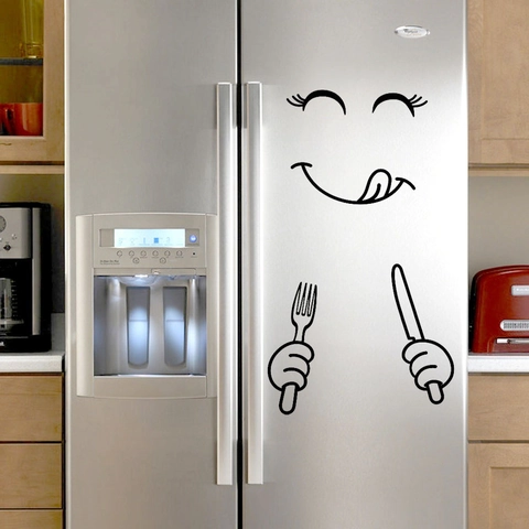 Lustige Cartoon Gesicht Kühlschrank Aufkleber PVC Wasserdichte DIY Wandaufkleber Humorvolle Küche Dekor Für Kühlschrank Schrank Wohnzimmer