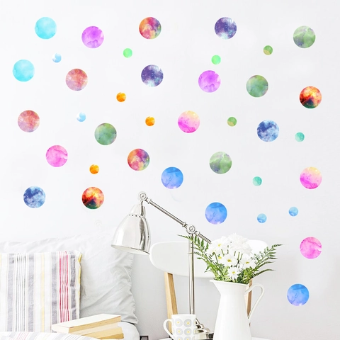 Aquarell Punkte Wandaufkleber PVC Wasserdicht Abnehmbare Kreis Wandtattoos Für Kinderzimmer Wohnkultur