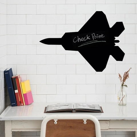 Adesivo da Parete Lavagna Silhouette Aereo da Caccia Decalcomania in PVC Rimovibile per Camera Bambini Studio Poster Lavagna