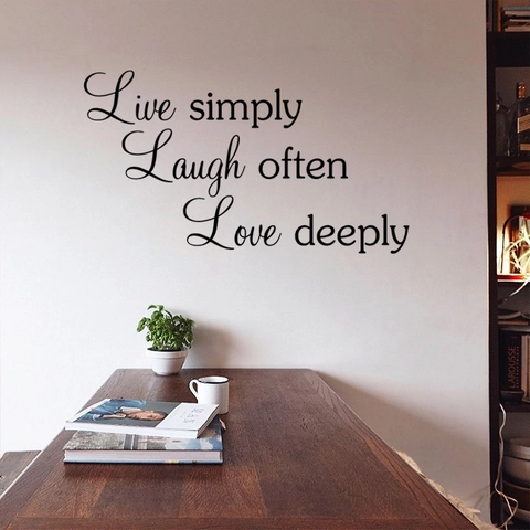 Vinilo Pared Frase Live Simply Laugh Often Love Deeply Pegatina PVC Removible Para Decoración Sala Dormitorio