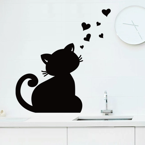 Adesivo Murale per Lavagna con Silhouette di Gatto Nero in PVC Impermeabile Lavagna per Messaggi DIY per Soggiorno Ufficio Decorazioni Casa