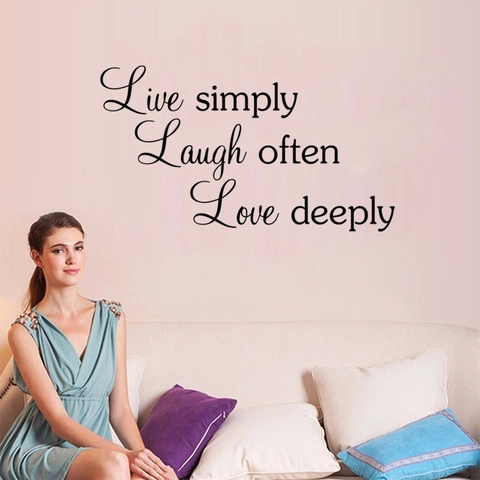 Vinilo Pared Frase Live Simply Laugh Often Love Deeply Pegatina PVC Removible Para Decoración Sala Dormitorio