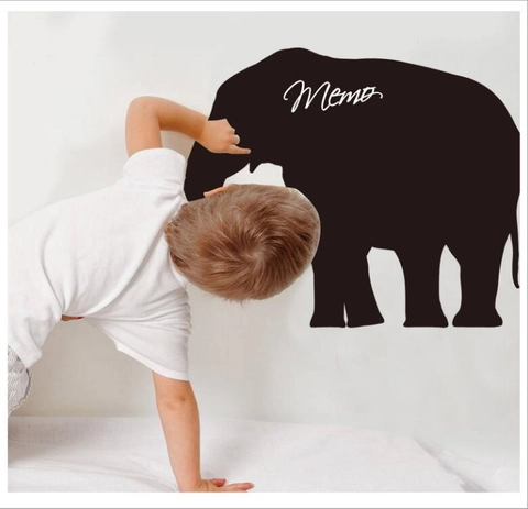 Adesivo da Parete Lavagna Elefante Rimovibile Decalcomania Memo Nera Opaca per Camera dei Bambini Soggiorno Casa Scuola