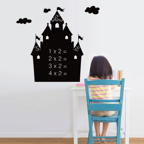 Castle Silhouette Blackboard Wall Sticker Educational Multiplication Table PVC Waterproof Removable Decal For Kids Room School