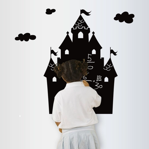 Castle Silhouette Blackboard Wall Sticker Educational Multiplication Table PVC Waterproof Removable Decal For Kids Room School