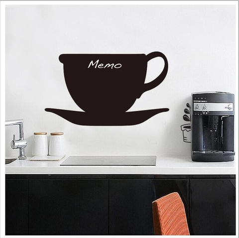 Coffee Cup Shape Chalkboard Wall Sticker PVC Waterproof Removable Memo Chalk Board Decal For Kitchen Home Office Wall Decor