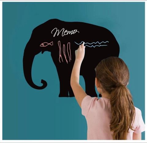 Adesivo da Parete Lavagna Elefante Rimovibile Decalcomania Memo Nera Opaca per Camera dei Bambini Soggiorno Casa Scuola