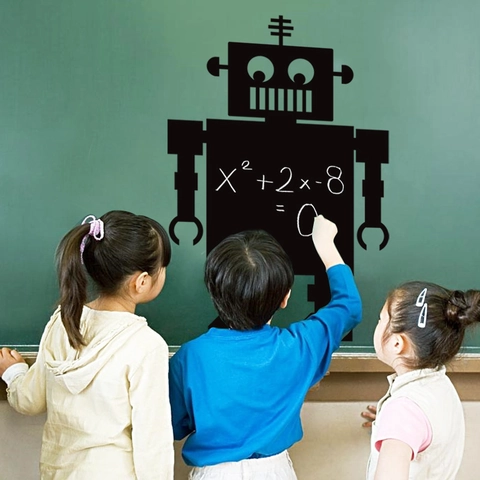 Pegatina de Pared de Pizarra de Robot Reescribible Calcomanía de Pared de Pizarra de PVC Removible Para Habitación de Niños Escuela