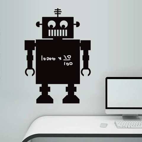 Pegatina de Pared de Pizarra de Robot Reescribible Calcomanía de Pared de Pizarra de PVC Removible Para Habitación de Niños Escuela