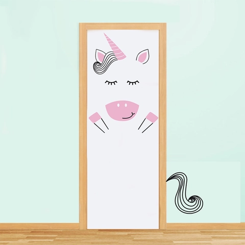 Nordic Modern Minimalist Unicorn Wall Sticker For Kids Room Bedroom DIY Door Decor Waterproof PVC Cartoon Animal Decals