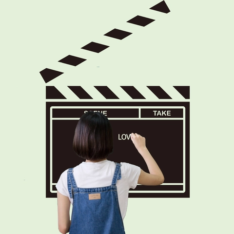 Adesivo Murale Lavagna Rimovibile Ciak Cinematografico PVC Impermeabile per Ufficio Aula Casa Decorazione Design Nero