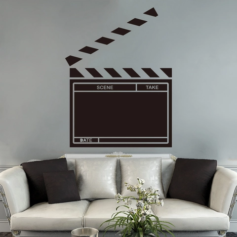 Adesivo Murale Lavagna Rimovibile Ciak Cinematografico PVC Impermeabile per Ufficio Aula Casa Decorazione Design Nero