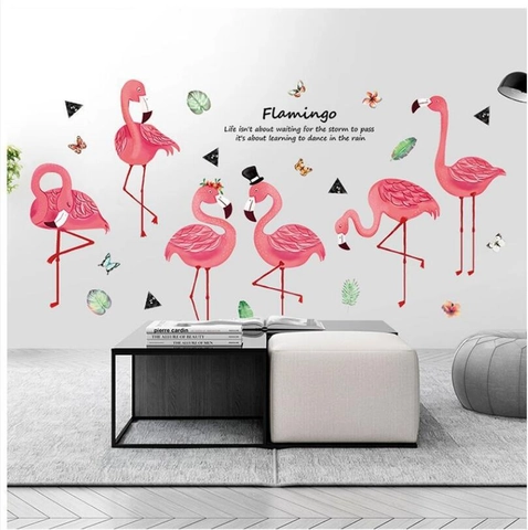 Nordic Flamingo Wandtattoo Abnehmbares PVC Wasserdichtes Wanddeko Tropisches Blatt Zitat Für Wohnzimmer Schlafzimmer Home Deko