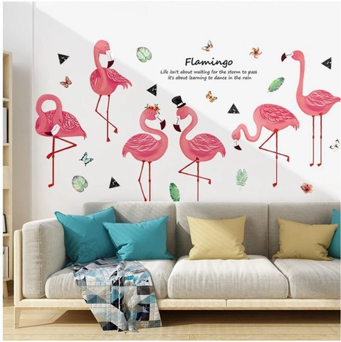 Nordic Flamingo Wandtattoo Abnehmbares PVC Wasserdichtes Wanddeko Tropisches Blatt Zitat Für Wohnzimmer Schlafzimmer Home Deko