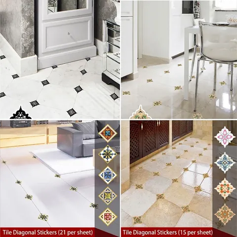 Adesivi Diagonali Per Piastrelle In PVC Impermeabile Modello Geometrico Mandala Decalcomanie Per Pavimenti Autoadesive Per Cucina