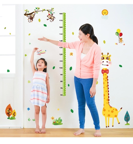 Cartoon Giraffe Kinder Wachstumstabelle Wandaufkleber Abnehmbare PVC Tier Höhenlineal Aufkleber Für Kinderzimmer Schlafzimmer Dekor