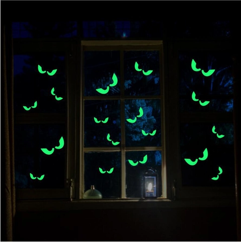 Halloween Leuchtende Wandaufkleber Leuchten Im Dunkeln PVC Fledermaus Augen Zombie Hände Fluoreszierende Fensterbilder Party Deko