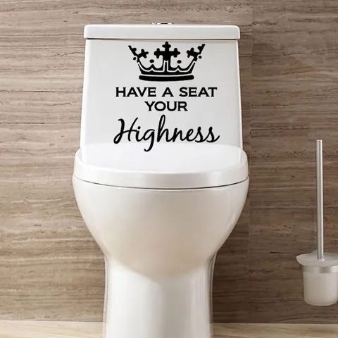 Humorous Crown Have A Seat Your Highness Waterproof PVC Toilet Lid Sticker Creative Bathroom Decor Decal For Home Improvement