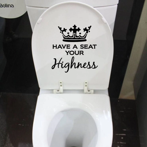 Humorous Crown Have A Seat Your Highness Waterproof PVC Toilet Lid Sticker Creative Bathroom Decor Decal For Home Improvement