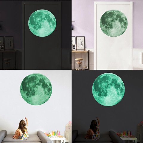 Leuchtende Mond Wandtattoo Glow In The Dark Mond Wandaufkleber Abnehmbare PVC Fluoreszierende Mond Sticker Für Kinderzimmer Schlafzimmer