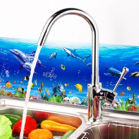 Adesivi Murali Mondo Sottomarino Vita Oceanica Decalcomanie in PVC Rimovibili per Battiscopa per Cameretta Bambini Bagno