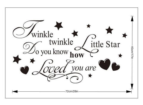 Adesivo da Parete Twinkle Little Star per Cameretta Bambini PVC Removibile Stella Cuore Citazione Adesivo Vinile Murale