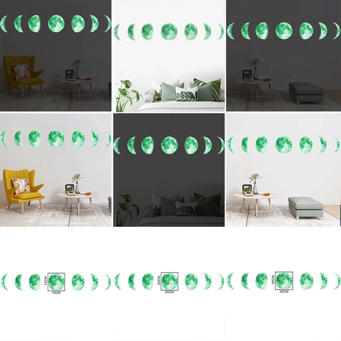 Adesivi Murali Luminosi Fasi Lunari Decorazione Ciclo Lunare Decalcomania PVC Per Camera Da Letto Soggiorno