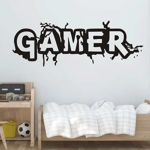 Kreativer Gamer Buchstabe Wandsticker Wasserdicht PVC Gamer Wandaufkleber Für Gaming Zimmer Schlafzimmer Wohnzimmer Wanddekoration