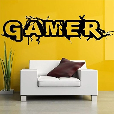 Kreativer Gamer Buchstabe Wandsticker Wasserdicht PVC Gamer Wandaufkleber Für Gaming Zimmer Schlafzimmer Wohnzimmer Wanddekoration