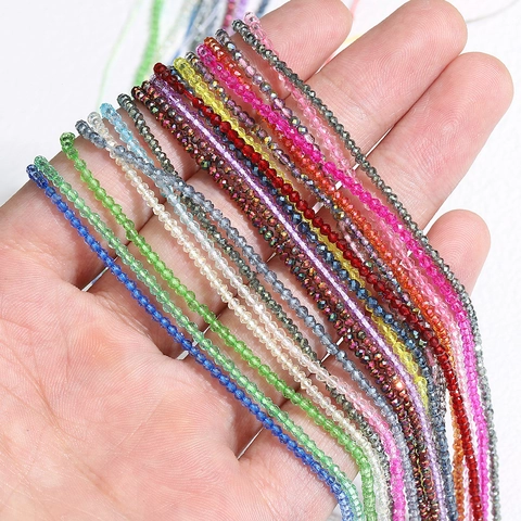Perline di Vetro Sfaccettate da 2mm Piccole Perline Rotonde per Creazione di Gioielli Fai da Te Collane Bracciali Filo Perline di Spinello Sfaccettate