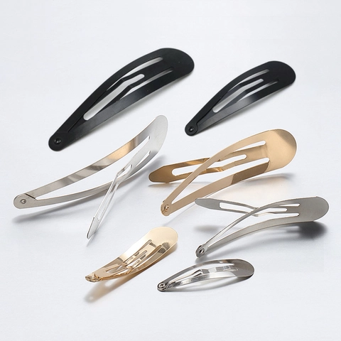 Minimalist Metal Snap Hair Clips Oval Water Drop BB Clips Gold Silver Black Hairclip Findings For DIY Hair Accessories Crafting